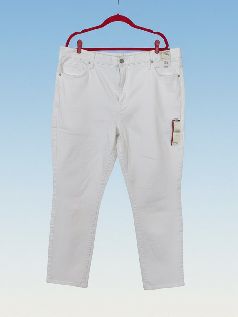 Terra & Sky Pure White Straight Leg Jeans • NWT• 22"Waist, 31"Inseam, 14" Rise - Picture 5 of 7